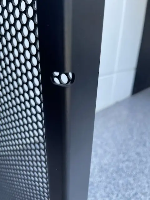 The perforations and the fixing, up close.