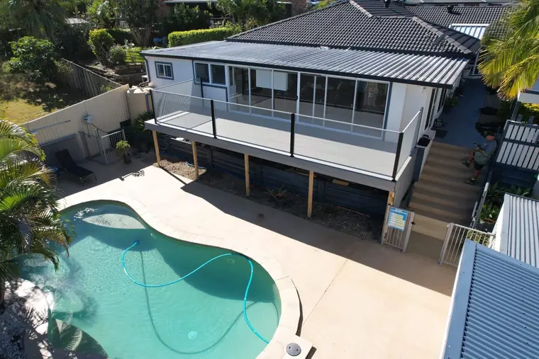 The same balcony from the far side of the pool.