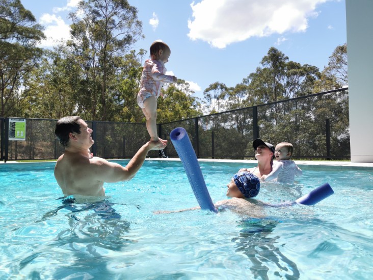 Pure Perf pool fencing in Textured Monument, professionally installed