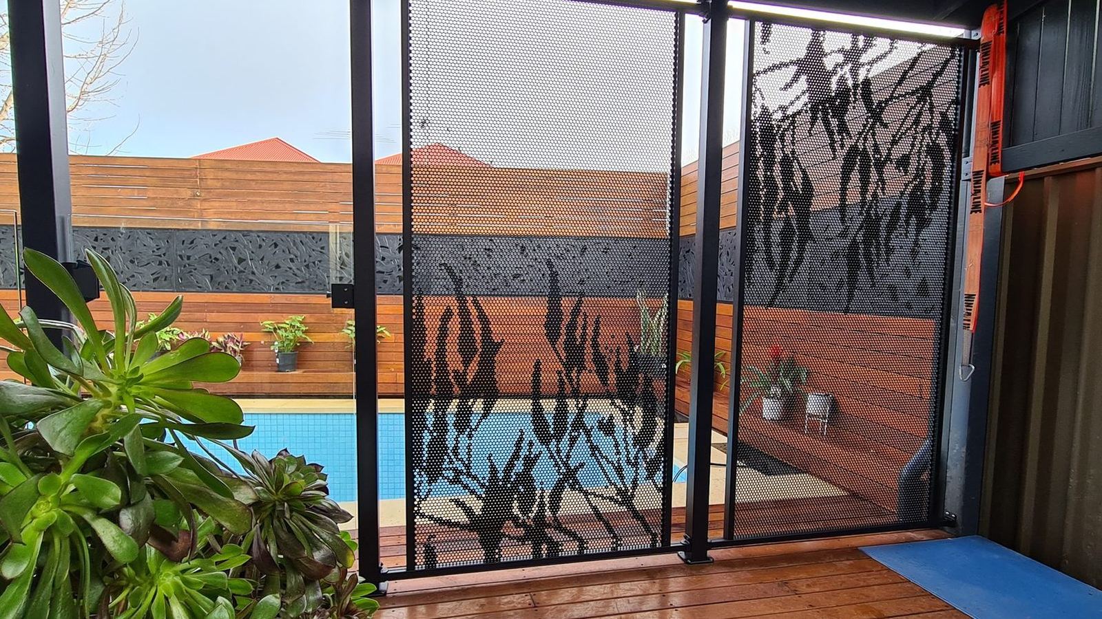 Pure Perf pool fencing in Textured Monument at dusk, South Australia
