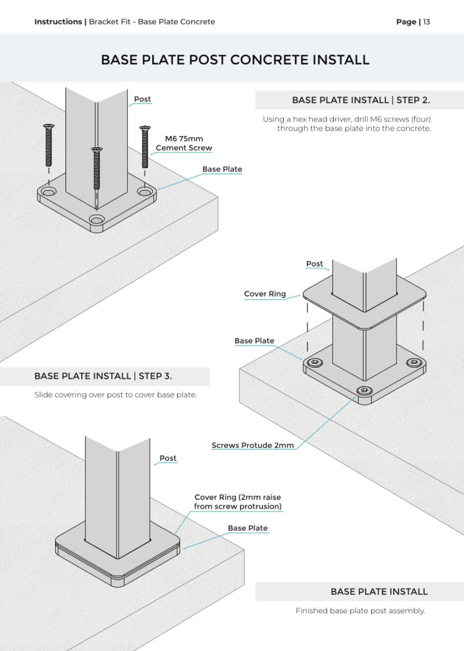 Bracket Fit – Base Plate Post installation manual, page 4