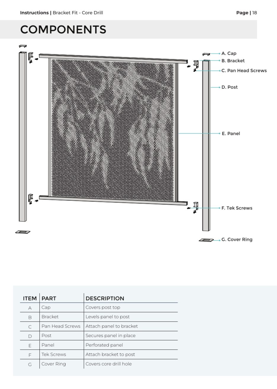 Bracket Fit – Core Drill Post installation manual, page 1