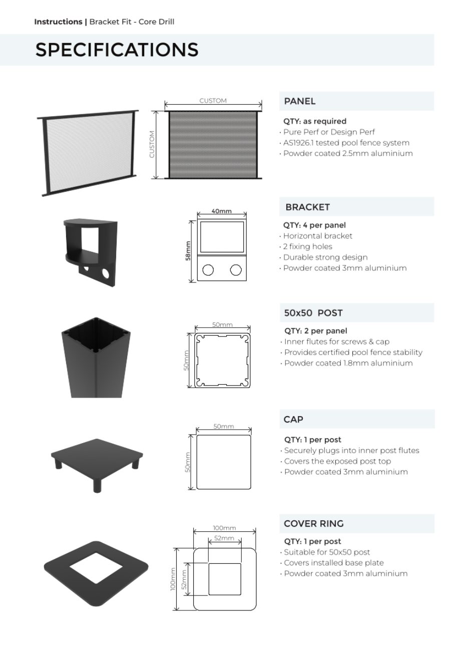 Bracket Fit – Core Drill Post installation manual, page 2