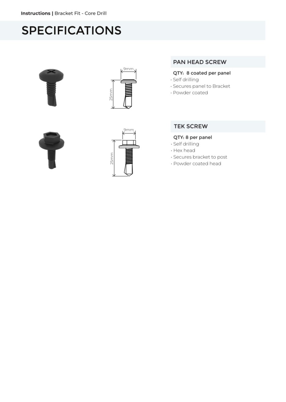 Bracket Fit – Core Drill Post installation manual, page 3