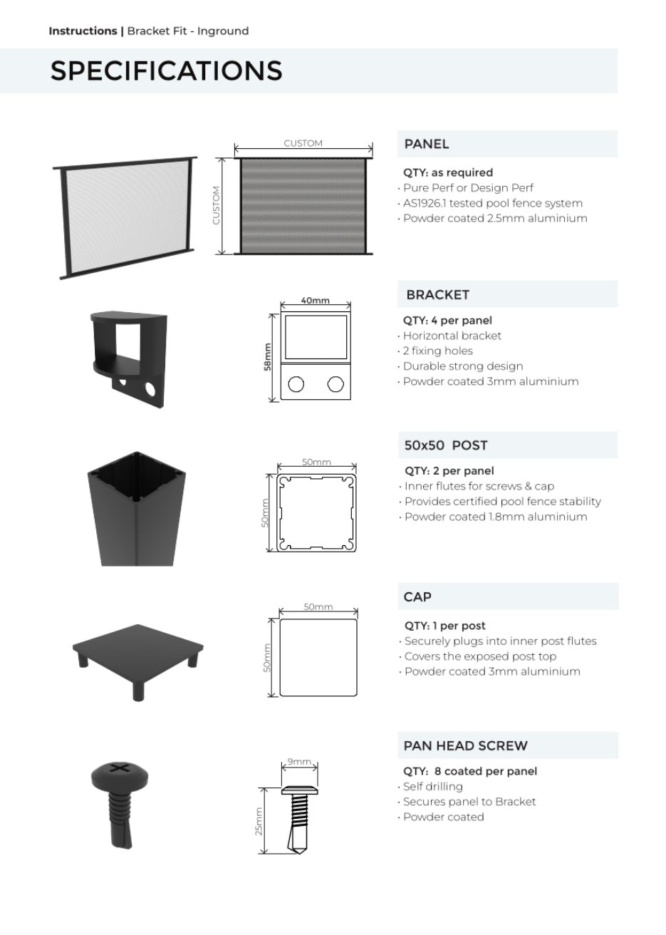 Bracket Fit – Inground Post installation manual, page 2