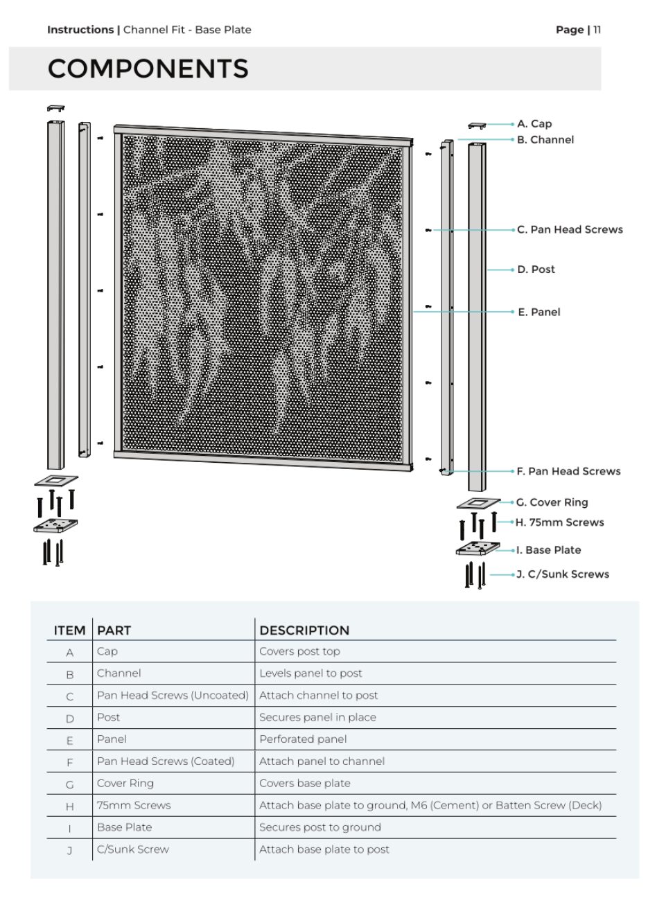 Channel Fit – Base Plate Post installation manual, page 1