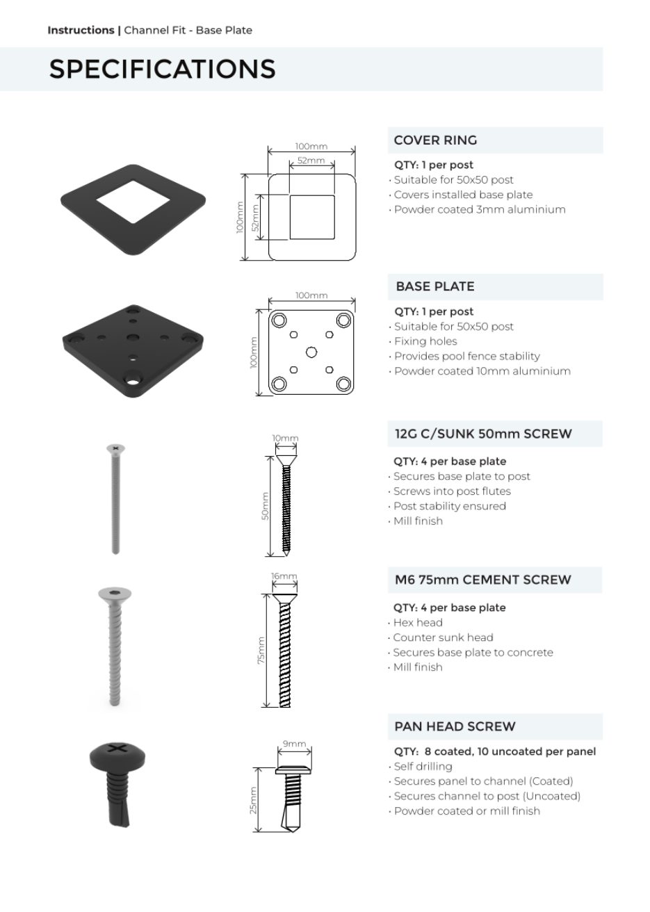 Channel Fit – Base Plate Post installation manual, page 3