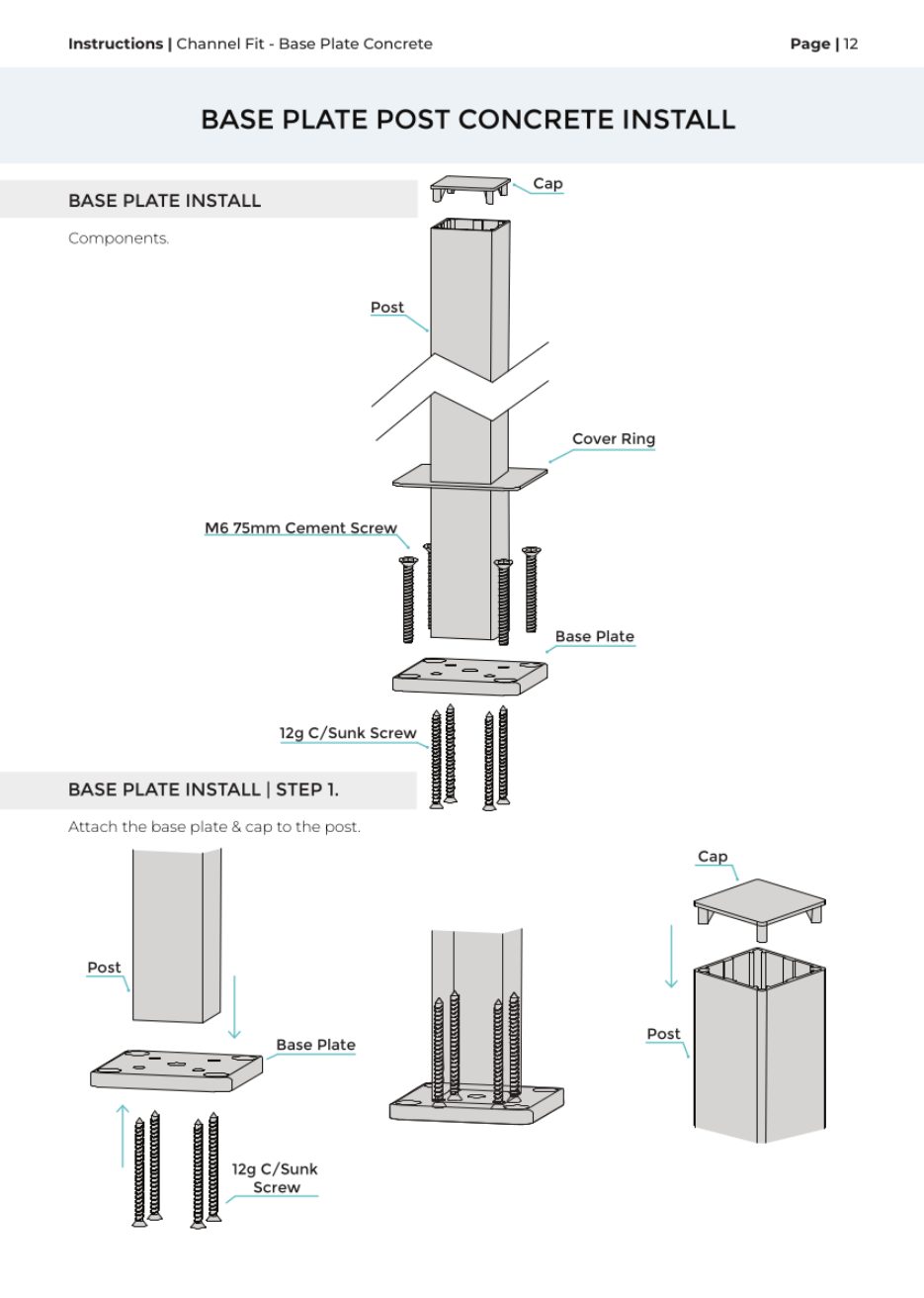 Channel Fit – Base Plate Post installation manual, page 4