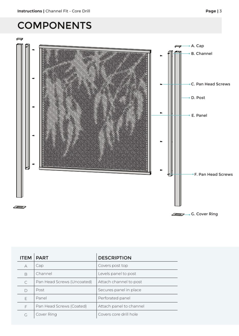 Channel Fit – Core Drill Post installation manual, page 1