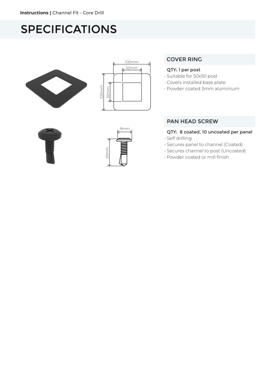 Channel Fit – Core Drill Post installation manual, page 3