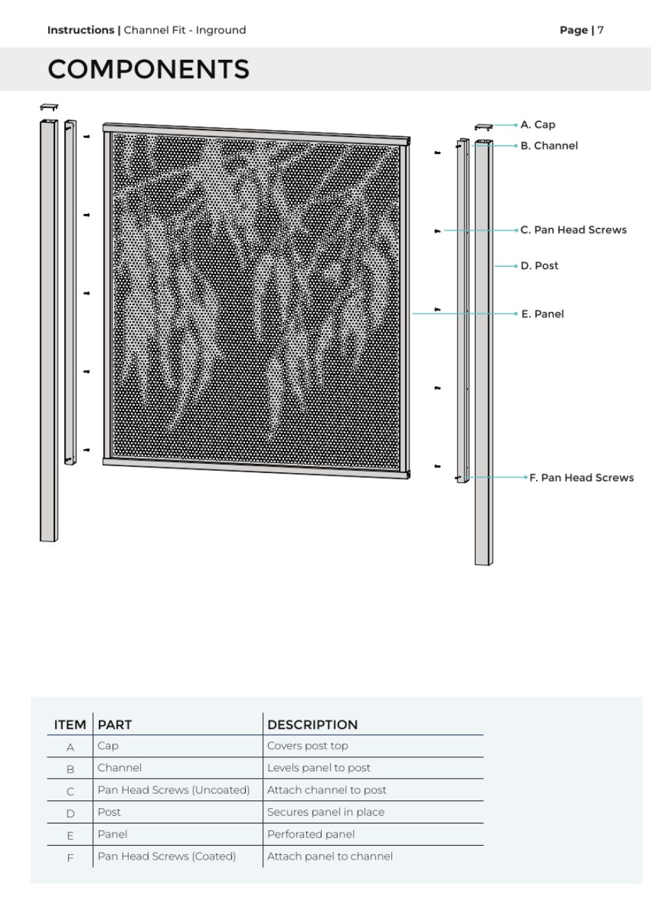 Channel Fit – Inground Post installation manual, page 1