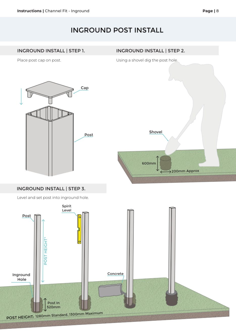 Channel Fit – Inground Post installation manual, page 4
