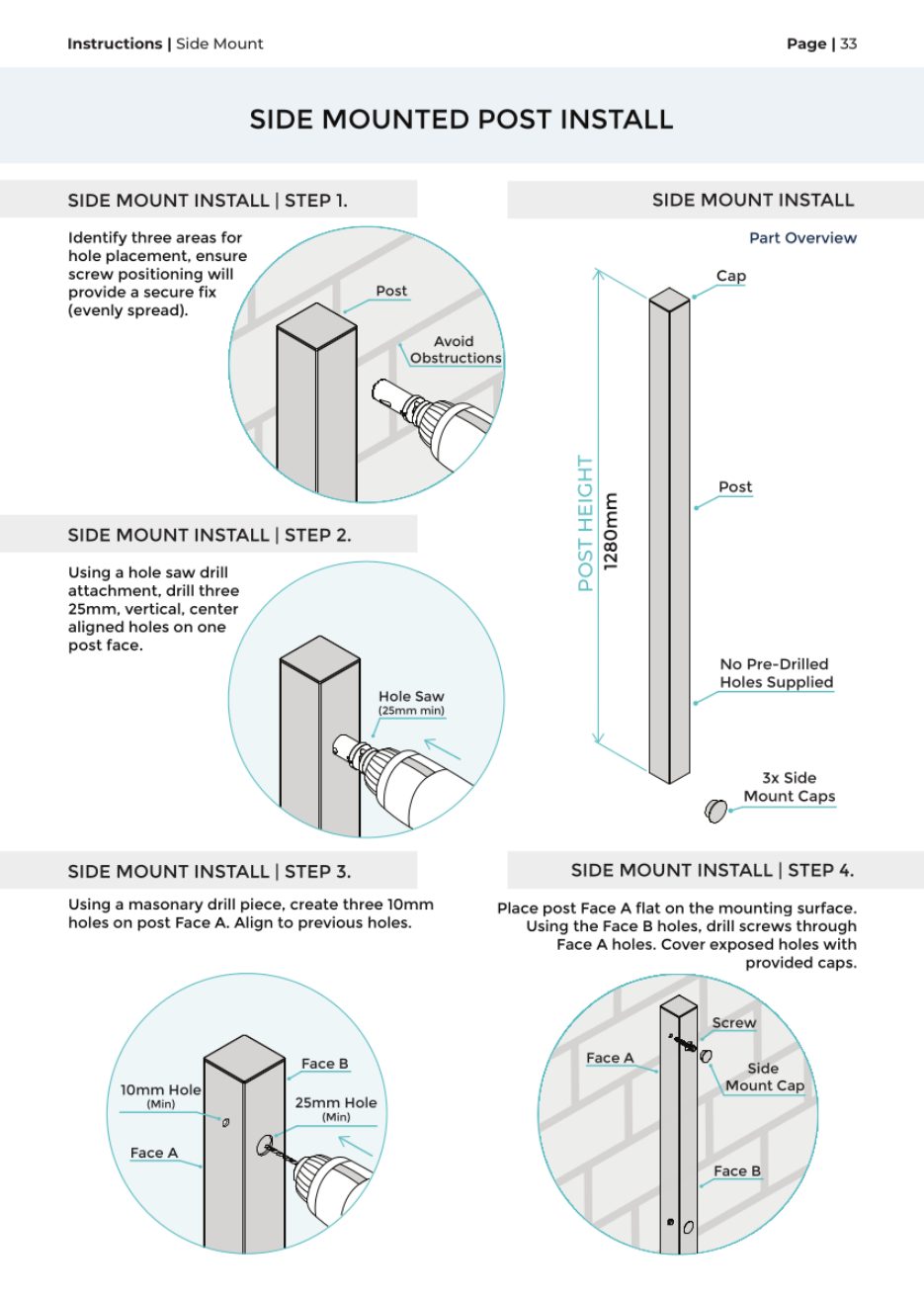 Side Mounted Post installation manual, page 1