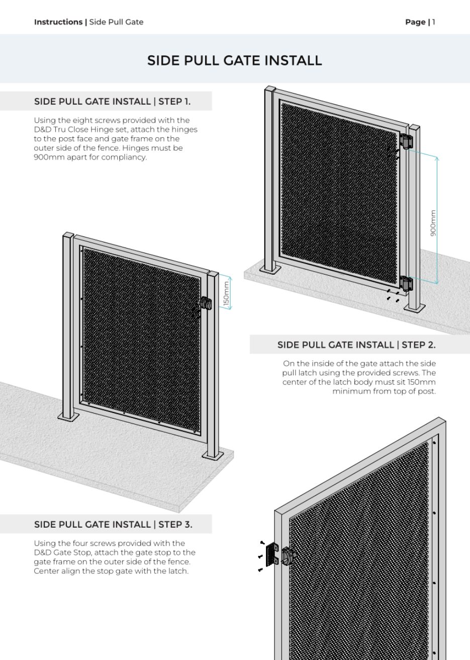Side Pull Gate installation manual, page 1