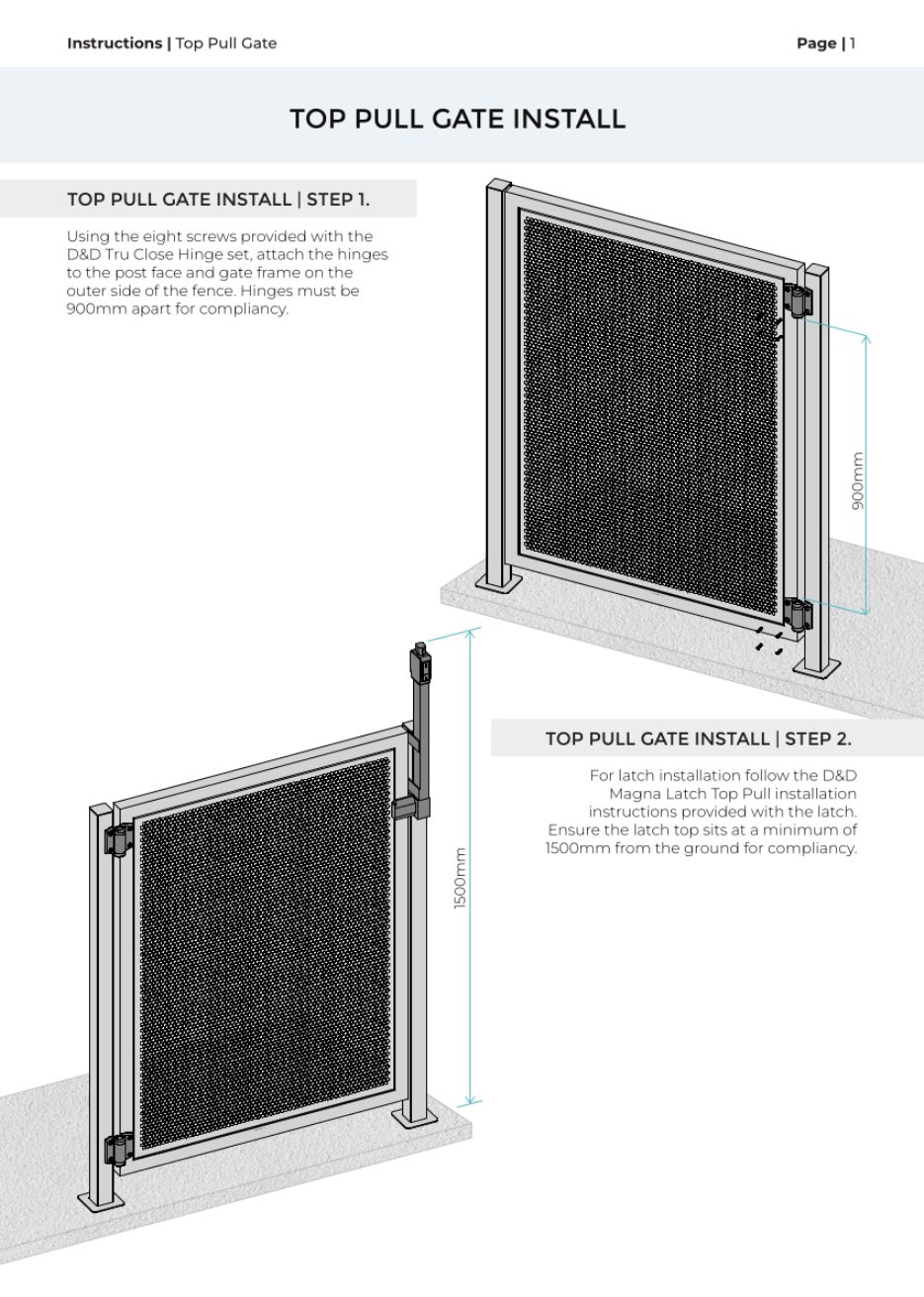 Top Pull Gate installation manual, page 1