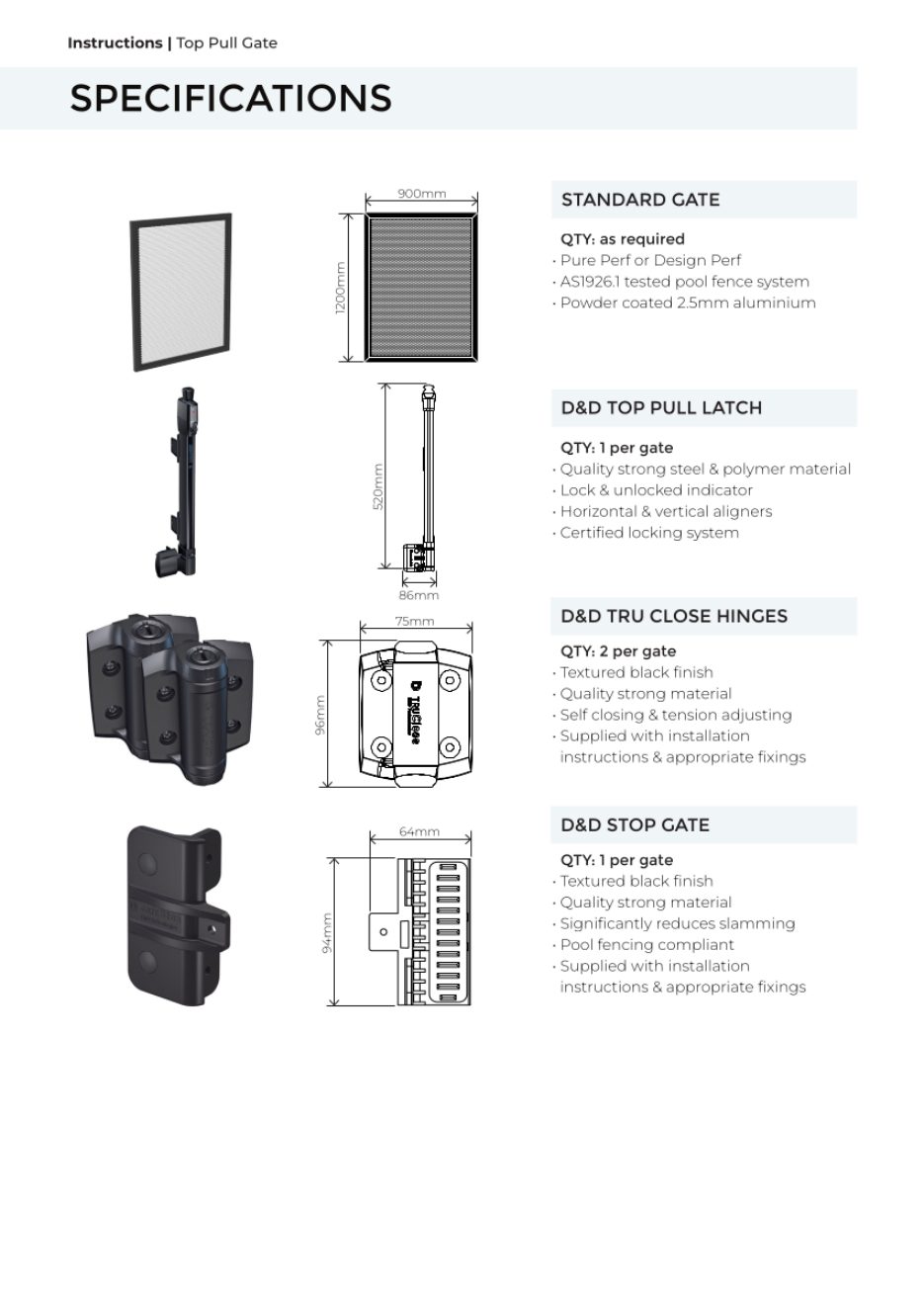 Top Pull Gate installation manual, page 2
